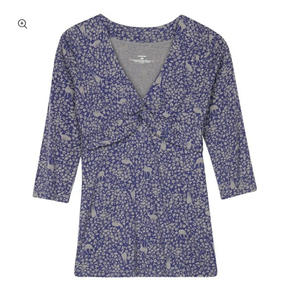Patagonia Tops - Patagonia Women's Blue Animal Patterned Ruched Organic Cotton Top Sz S Babydoll